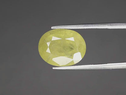10.19ct ETW Yellowish Green Sapphire Gemstone – Oval Cut