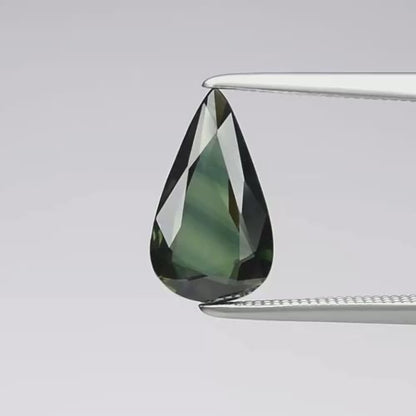 1.65ct ETW Earth-Mined Blue Green Sapphire – Pear Cut