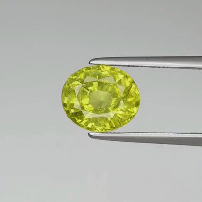 3.01ct ETW Yellowish Green Tourmaline Gemstone – Oval Cut