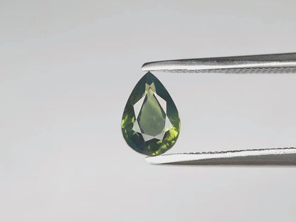 0.78ct ETW Green Sapphire Gemstone - Heated - Pear Cut
