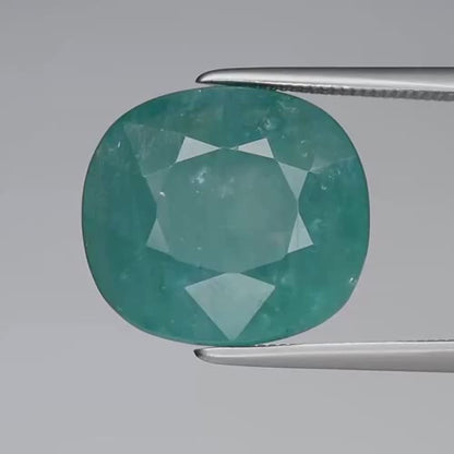 11.01ct ETW Earth-Mined Bluish Green Grandidierite – Cushion Cut, Large Stone