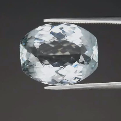 11.42ct ETW Light Greenish Blue Aquamarine Gemstone – Cushion Cut