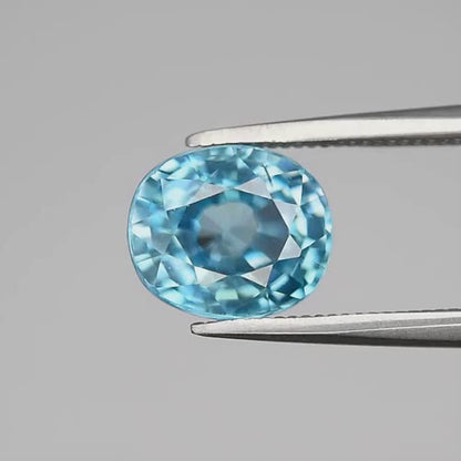 2.36ct ETW Blue Zircon Gemstone – Oval Cut