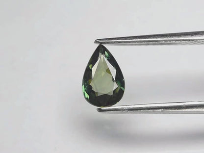 0.72ct ETW Green Sapphire Gemstone - Unheated - Pear Cut