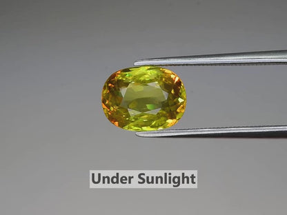 2.80ct ETW Yellowish Green Sphene Gemstone - Oval Cut