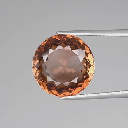 12.63ct ETW Earth-Mined Champagne Topaz – Round Cut, Large Stone