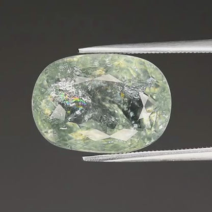 13.50ct ETW Light Green Tourmaline Gemstone – Oval Cut