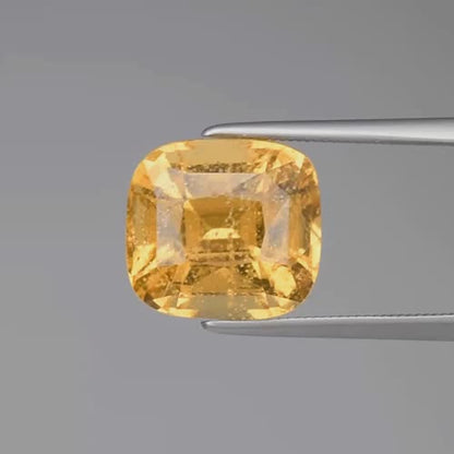 7.27ct ETW Earth-Mined Yellow Grossular Garnet – Cushion Cut, Unheated