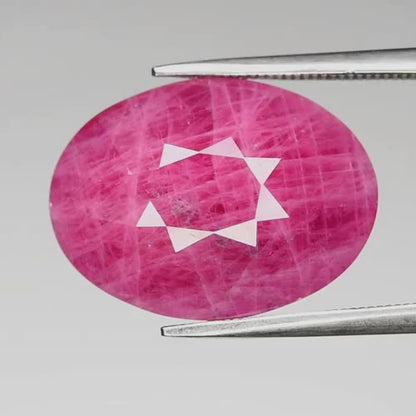 14.56ct ETW Purplish Red Ruby Gemstone – Oval Cut