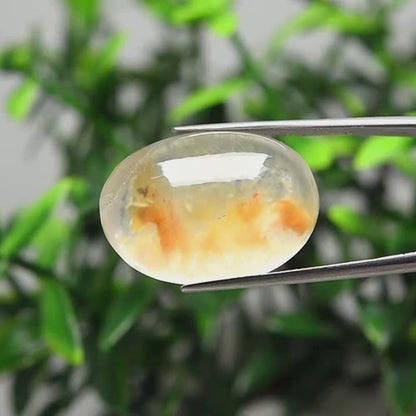 31.47ct ETW White Quartz Gemstone with Inclusions – Oval Cut Cabochon