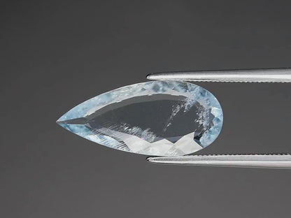 3.16ct ETW Natural Light Blue Aquamarine Gemstone – Pear Cut
