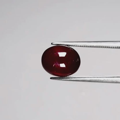 4.15ct ETW Earth-Mined Red Ruby – Oval Cabochon, Color Enhanced