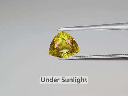 2.65ct ETW Yellowish Green Sphene Gemstone – Trillion Cut