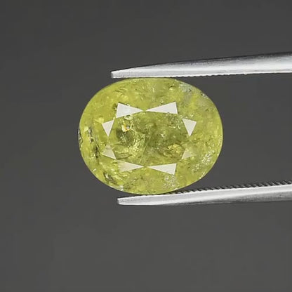 7.15ct ETW Green Grossular Garnet Gemstone – Oval Cut