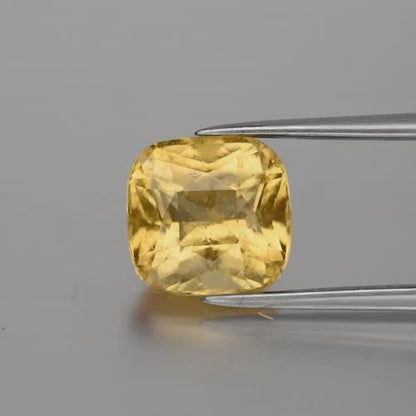 4.18ct 9x8.7mm Cushion Natural Yellow Grossular Garnet - Africa Gemstone