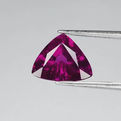3.38ct ETW Earth-Mined Purplish Pink Rhodolite Garnet – Trillion Cut, Unheated