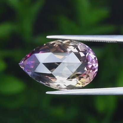 13.18ct ETW Earth-Mined Yellow & Purple Ametrine – Pear Rose Cut, Large Stone