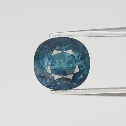 3.78ct ETW Natural Blue Tourmaline Gemstone – Cushion Cut