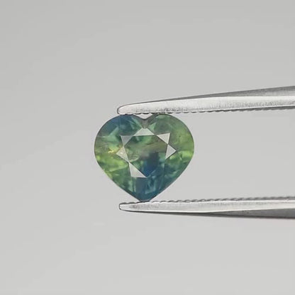 1.01ct ETW Blue Green Sapphire Gemstone – Heart Cut
