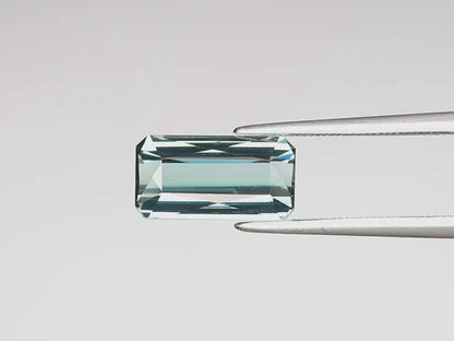2.75ct ETW Bluish Green Tourmaline Gemstone - Elongated Emerald Cut