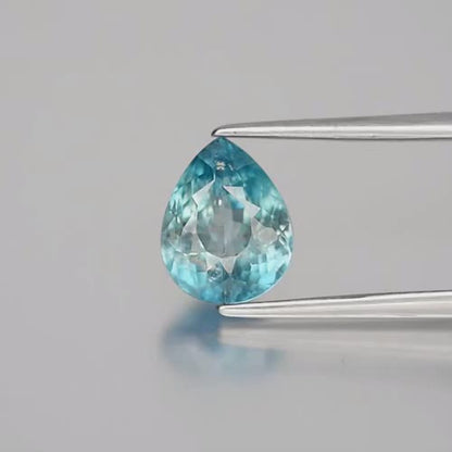 3.12ct ETW Earth-Mined Greenish Blue Zircon – Pear Cut