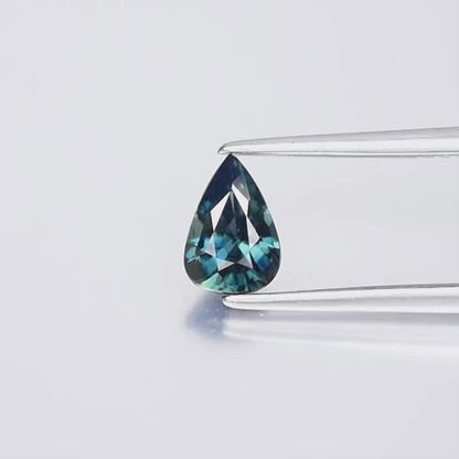 0.85ct ETW Earth-Mined Blue Green Sapphire – Pear Cut, Unheated