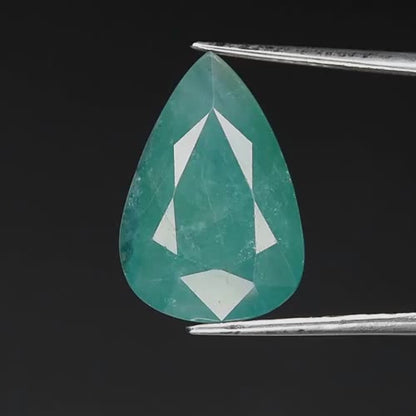 8.50ct ETW Earth-Mined Bluish Green Grandidierite – Pear Cut, Rare Variety