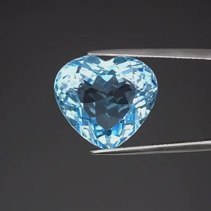 18.97ct ETW Earth-Mined Blue Topaz – Heart Cut, Large Stone