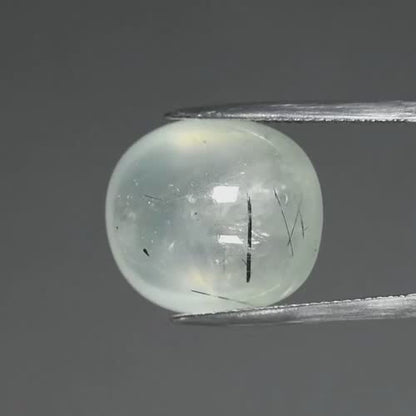 21.40ct ETW Earth-Mined Prehnite with Black Needles – Cushion Cabochon, Unheated