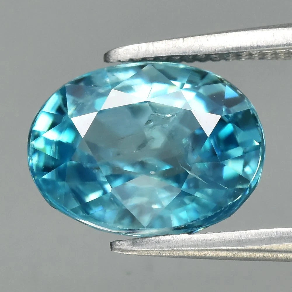 3.44ct ETW Blue Zircon Gemstone – Oval Cut