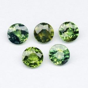 1.26ct 5pcs Lot Round Natural Blue Green Sapphire - Unheated, Australia Gems
